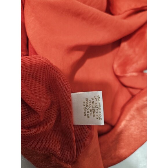 Arden B Women's Red Sheer Long Sleeve Wrap 100% Polyester Blouse Size Medium - Picture 8 of 9